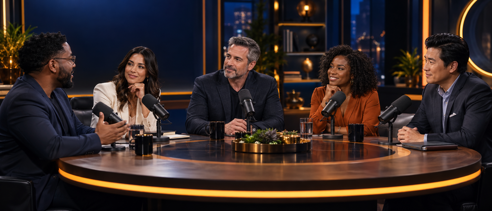 Guests sharing an unscripted round table conversation